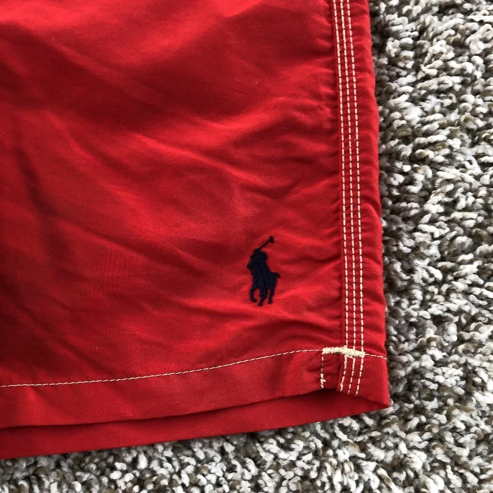Polo Ralph Lauren Swim Trunks Mens Medium Red Board Lined Pockets Beach Resort